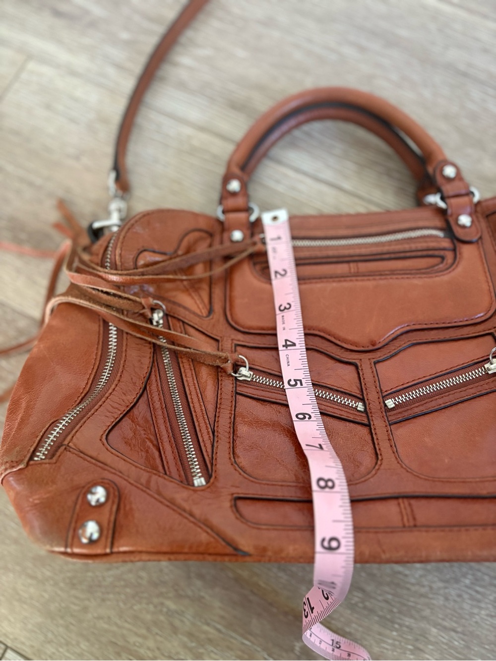 Rebecca Minkoff Brown Leather Jealous Tri Zip Fringe Satchel - Picture 6 of 14